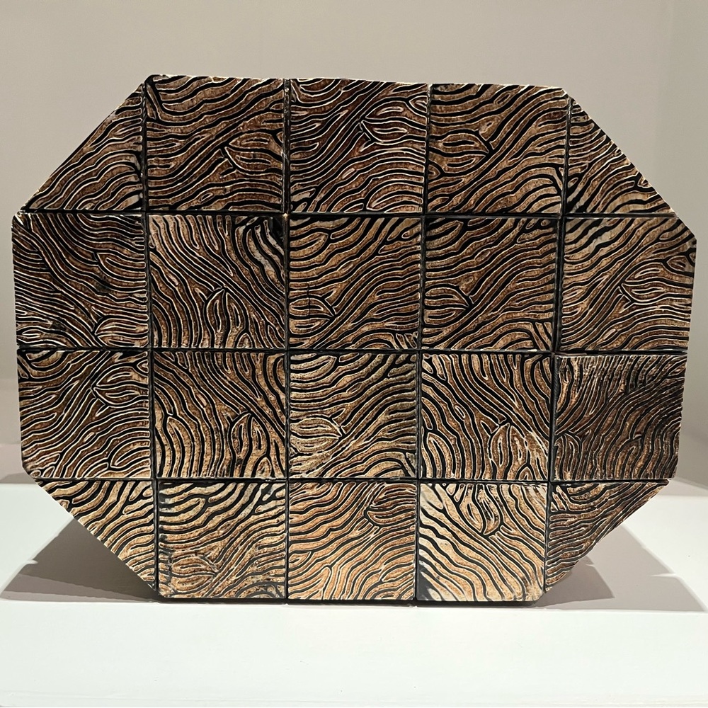 Decorative wood box with tiger stripes